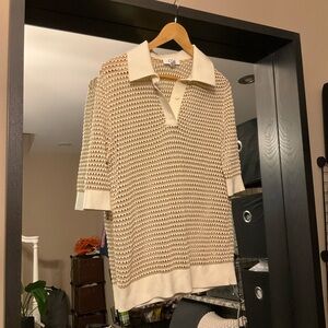 (Lara) B1G1 COS Cream V-Neck Sweater with Textured Knit